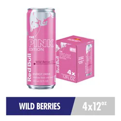 Red Bull Pink Edition Energy Drink, Wild Berries, 12 fl. oz., Pack of 4 cans, with 114mg Caffeine, Taurine & B Vitamins