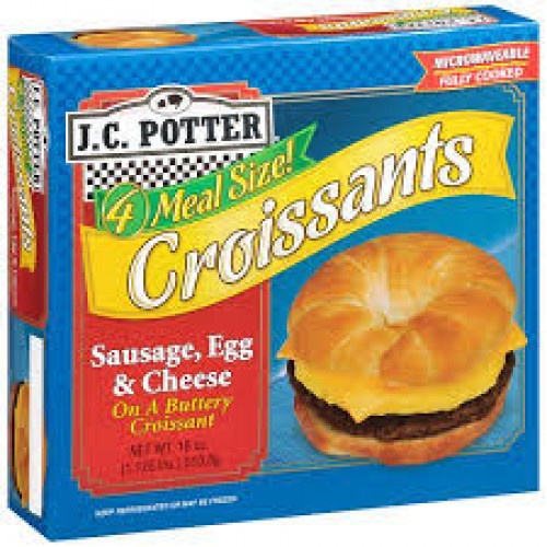 slide 1 of 1, J.C. Potter Sausage Egg & Cheese Croissants, 18 oz