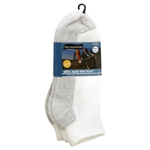 slide 1 of 1, No Nonsense No Show Soft & Breathable Cushioned Quarter Top Men's Socks, 3 pair