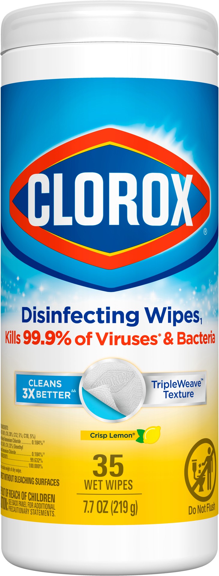 slide 1 of 5, Clorox Disinfecting Wipes, Bleach Free Cleaning Wipes, Crisp Lemon™, 35 Count, 35 ct