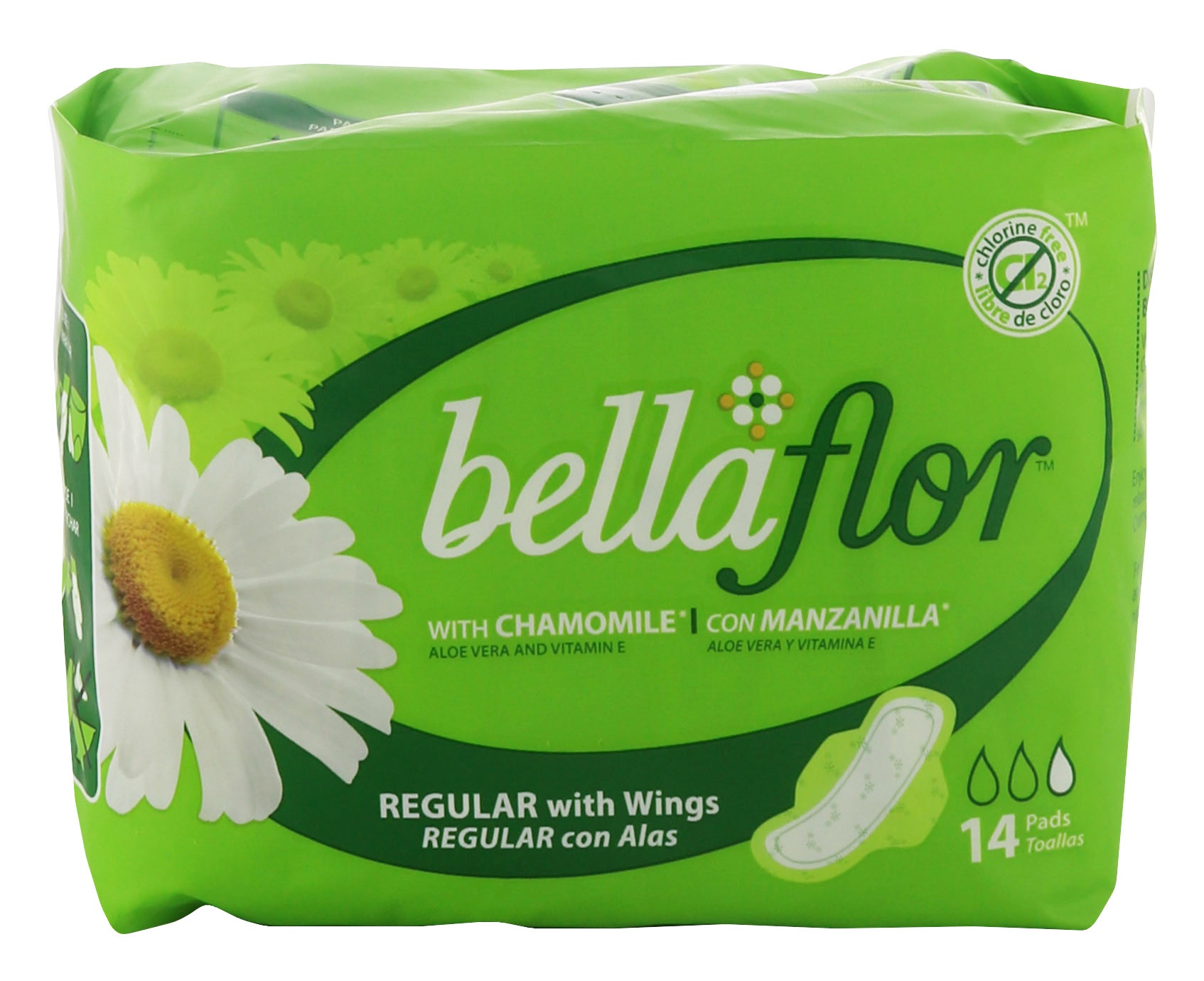 slide 1 of 1, Bella Flor Regular Pads With Wings, 14 ct