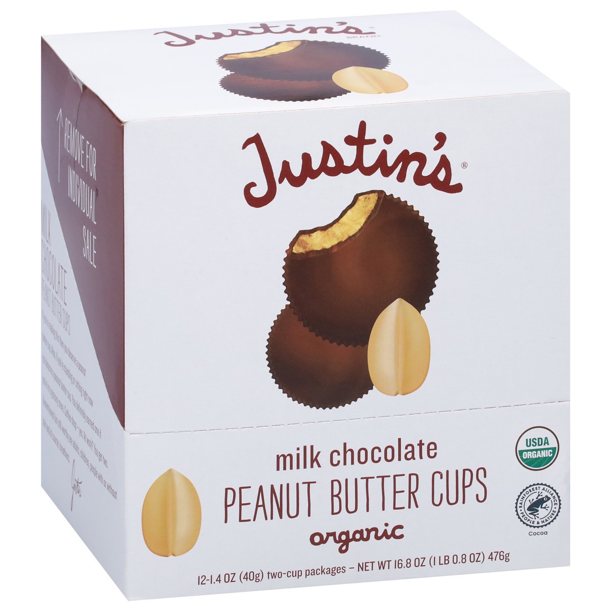 slide 10 of 13, Justin's Organic Milk Chocolate Peanut Butter Cups 12 - 1.4 oz Cups, 12 ct