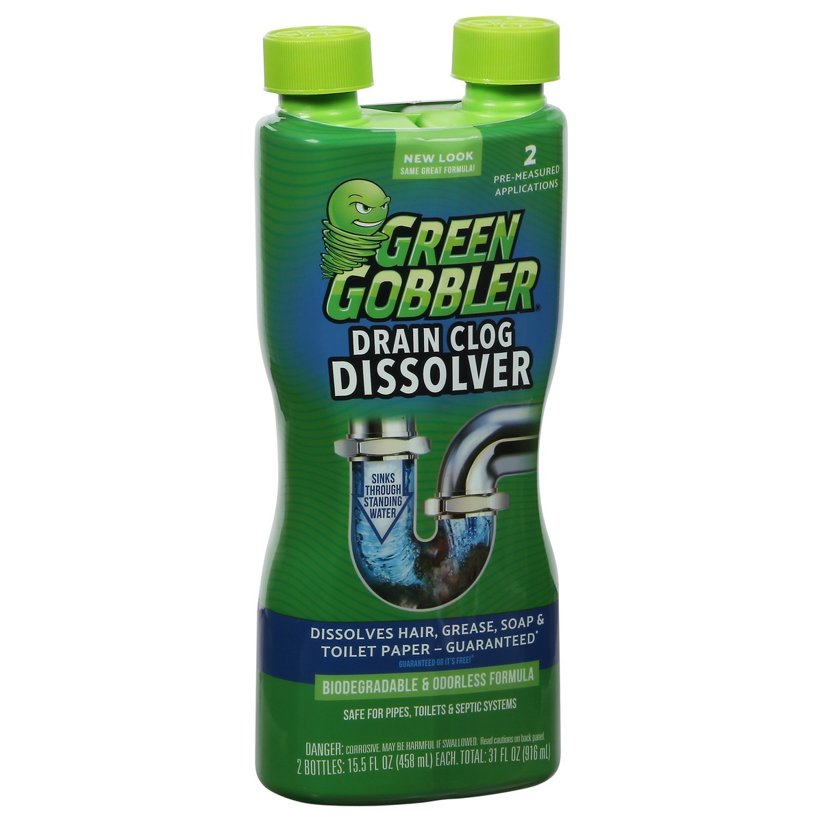 slide 3 of 9, Green Gobbler Drain Clog Dissolver 2 - 15.5 fl oz Bottles, 2 ct