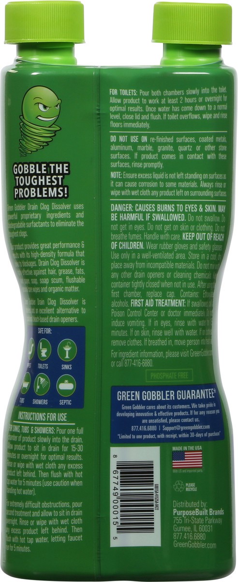 slide 6 of 9, Green Gobbler Drain Clog Dissolver 2 - 15.5 fl oz Bottles, 2 ct