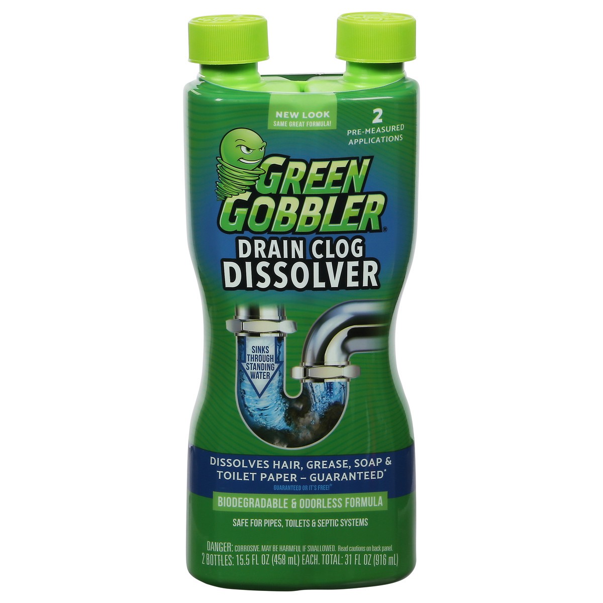 slide 1 of 9, Green Gobbler Drain Clog Dissolver 2 - 15.5 fl oz Bottles, 2 ct