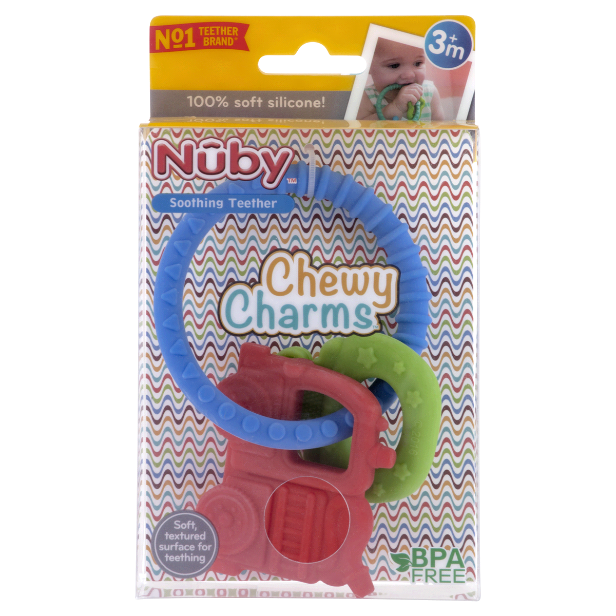 slide 1 of 1, Nuby Chewy Charms Silicone Teether, 1 ct