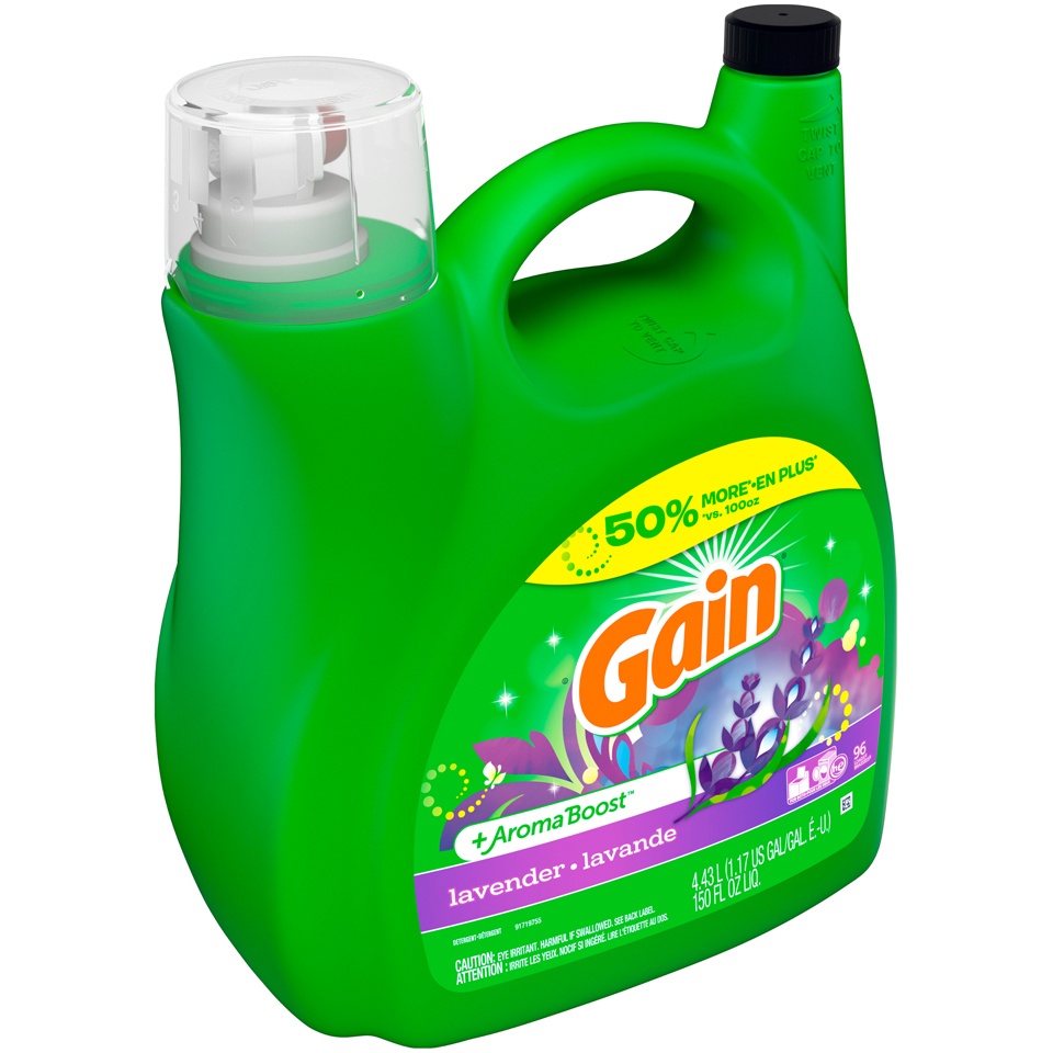 slide 2 of 2, Gain + Aroma Boost Lavender Liquid Laundry Detergent, 150 oz