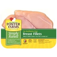 slide 1 of 1, Foster Farms Simply Raised Chicken Breast Boneless Skinless Abf, per lb