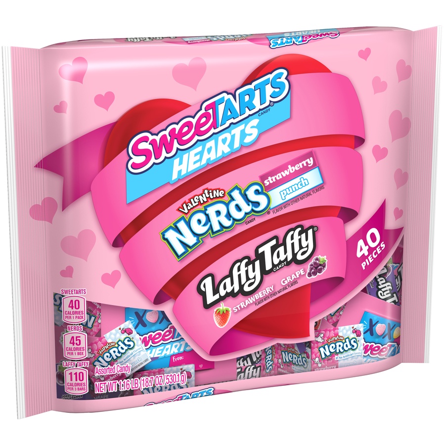 slide 2 of 8, SweeTARTS Hearts, Nerds and Laffy Taffy Valentine's Day Assorted Candies, 40 ct; 18.7 oz