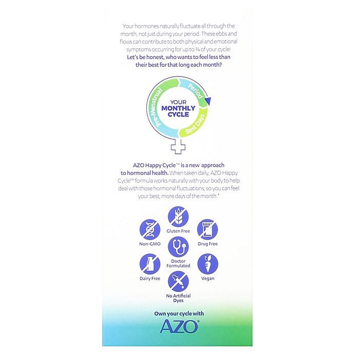 slide 3 of 4, AZOHappy Cycle Hormonal Health Dietary Supplements, 30 ct