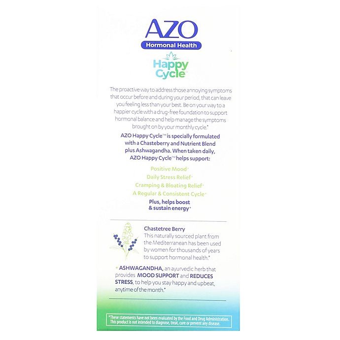 slide 4 of 4, AZOHappy Cycle Hormonal Health Dietary Supplements, 30 ct