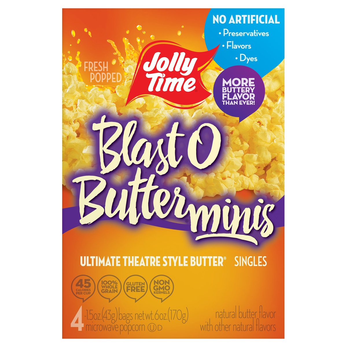 slide 1 of 1, Jolly Time Blast O Butter Mini Micro Popcorn, 1.5 oz