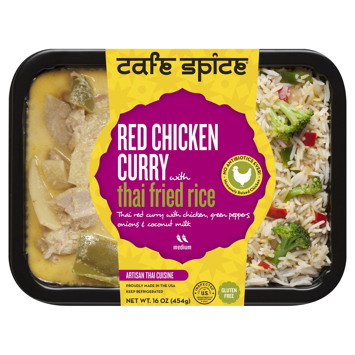 slide 1 of 5, Café Spice Medium Red Chicken Curry with Thai Fried Rice 16 oz, 16 oz