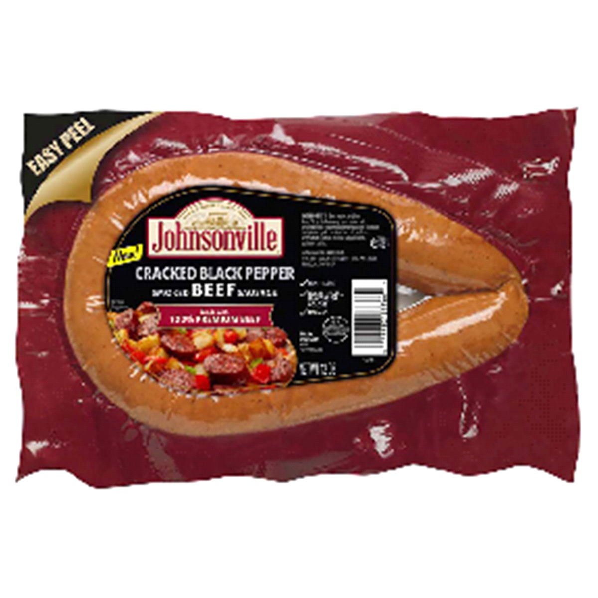 slide 1 of 3, Johnsonville Cracked Black Pepper Beef Smoked Sausage, 12 oz