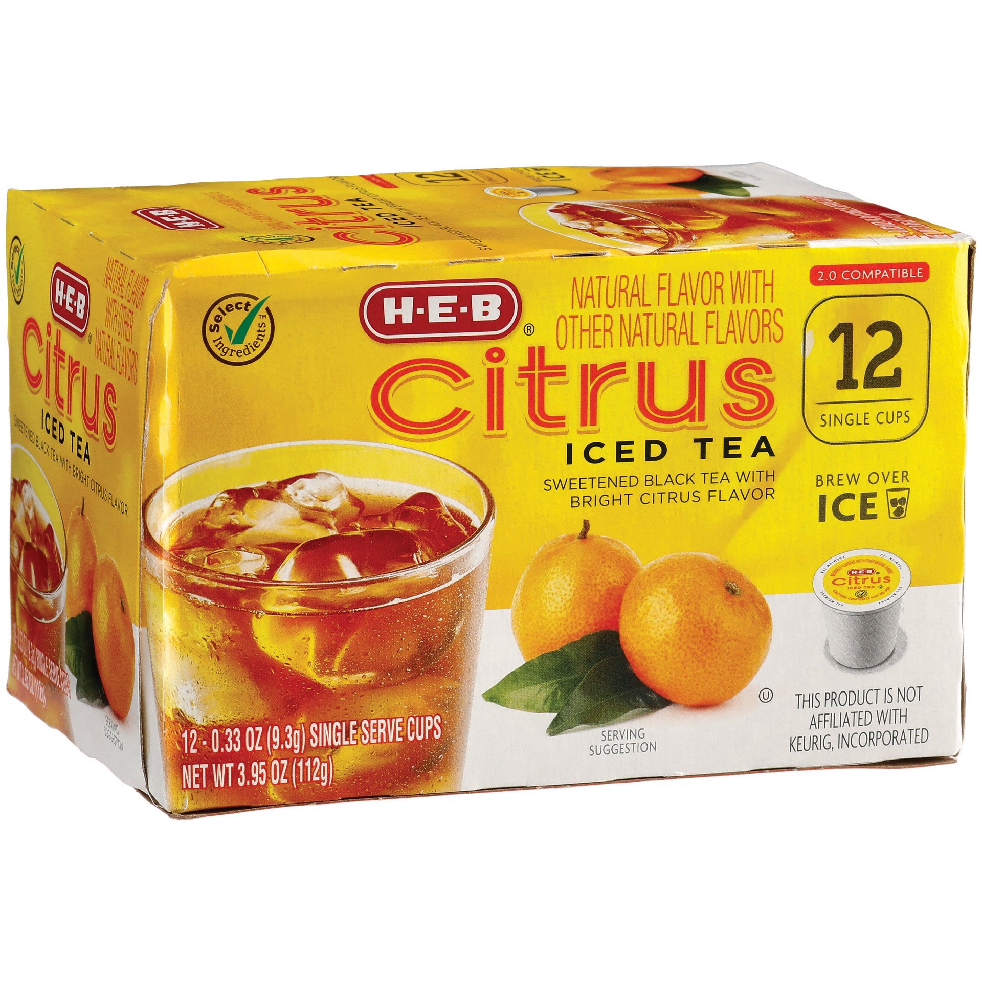 slide 1 of 1, H-E-B Citrus Iced Tea Single Serve Cups - 12 ct, 12 ct