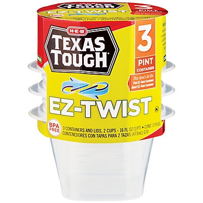 slide 1 of 1, H-E-B Tough & Easy EZ-Twist Containers, 3 ct