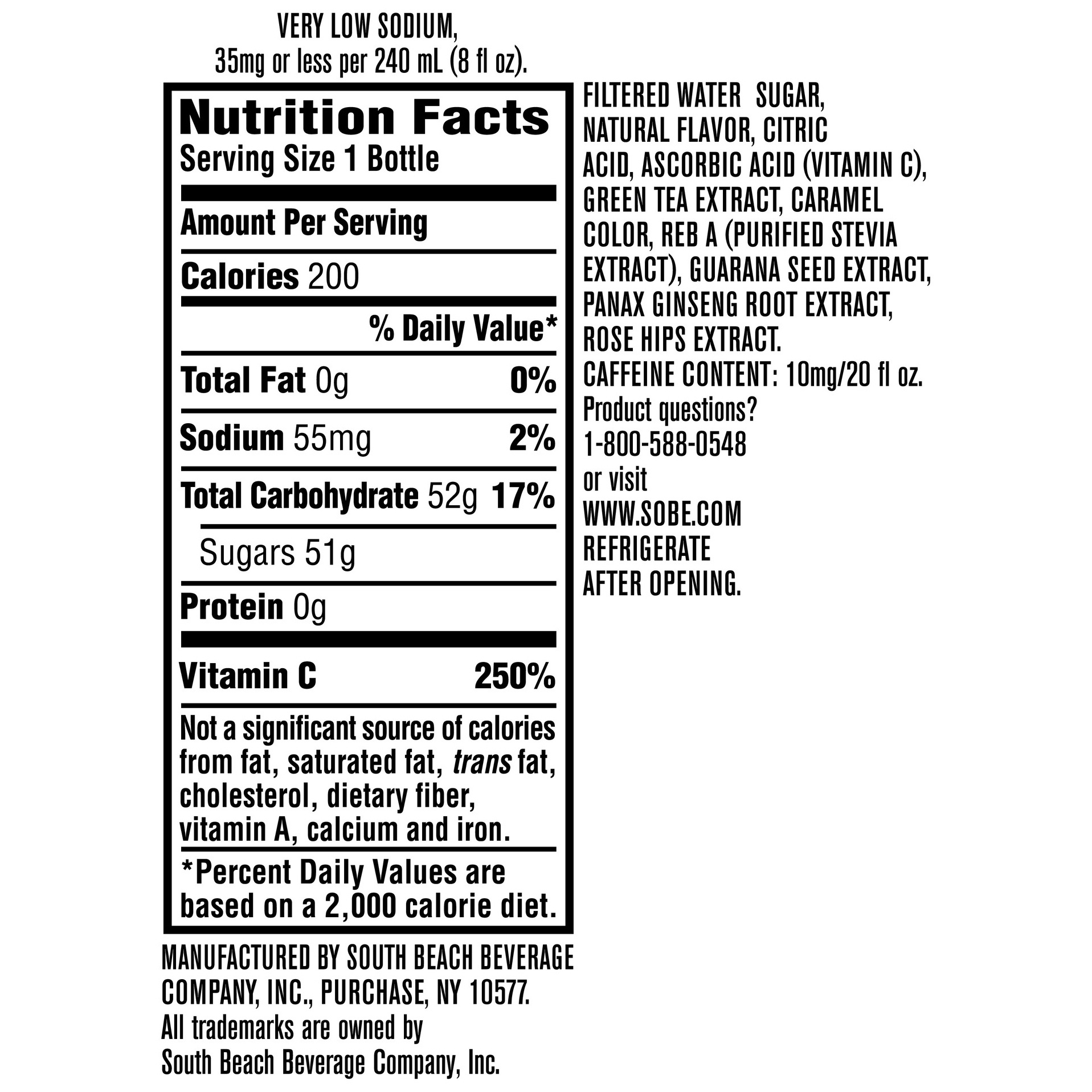 slide 3 of 3, SoBe Green Tea Energy Drink Bottle, 20 oz