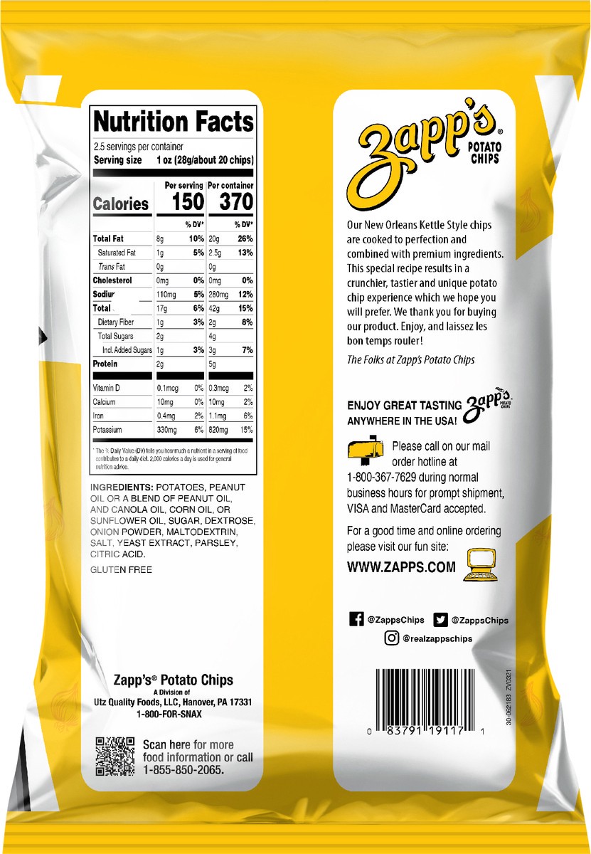 Zapp's 2.5 oz Zapp's Sweet Creole Onion New Orleans Kettle Style Potato