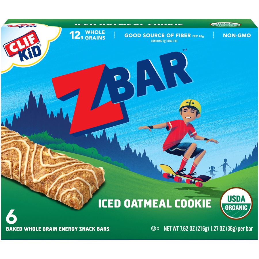slide 5 of 9, CLIF Kid ZBAR Iced Oatmeal Cookie, 6 ct; 1.27 oz