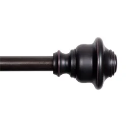 Kenney Finn 5/8'' Fast Fit Easy Install Decorative Window Curtain Rod, 66-120'', Weathered Brown