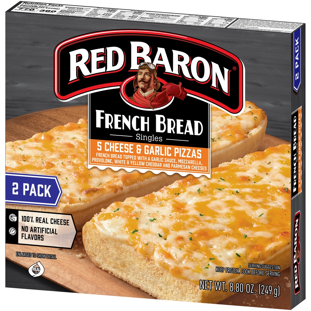 slide 4 of 9, Red Baron French Bread Five Cheese & Garlic Frozen Pizza - 8.8oz/2pk, 2 ct; 8.8 oz