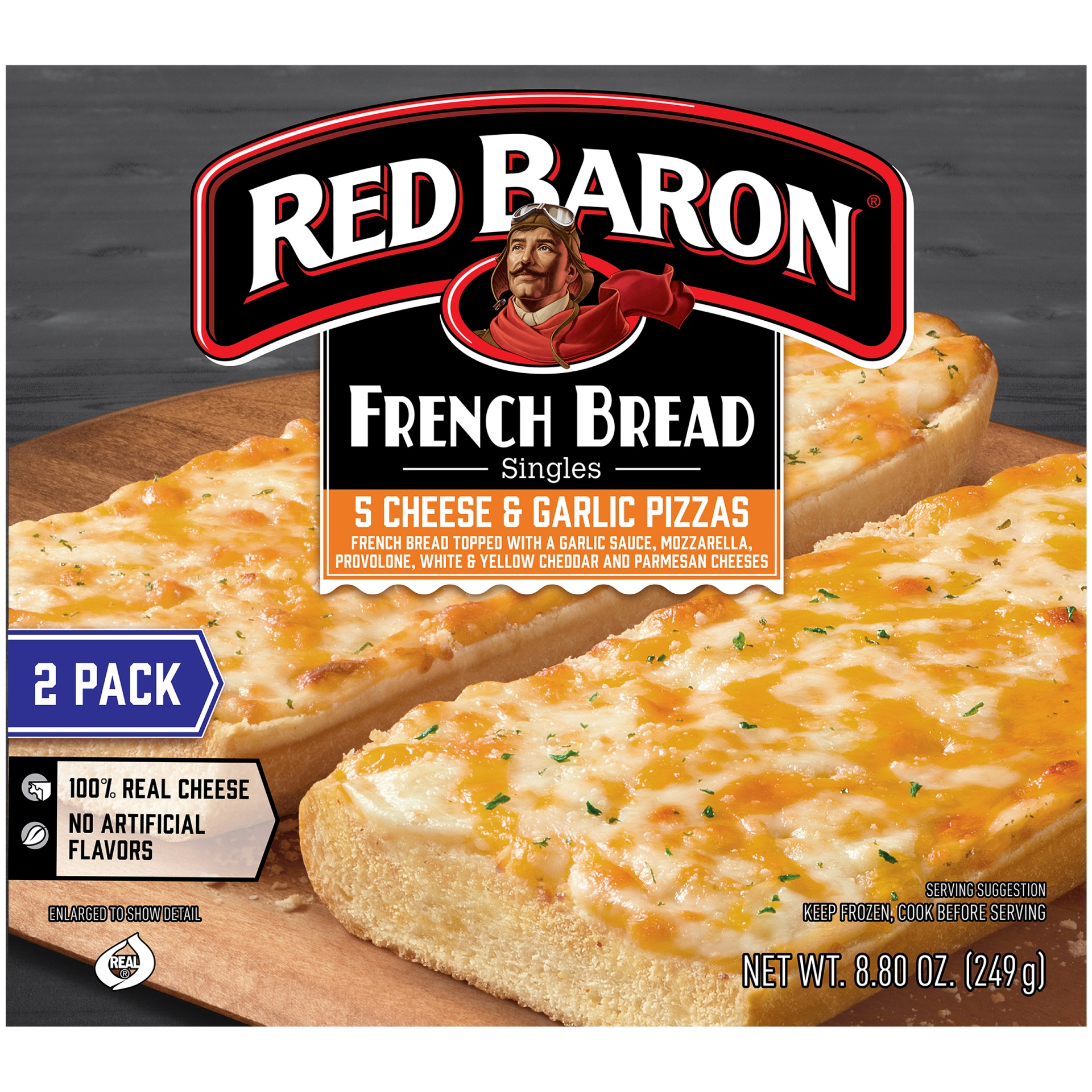slide 7 of 9, Red Baron French Bread Five Cheese & Garlic Frozen Pizza - 8.8oz/2pk, 2 ct; 8.8 oz
