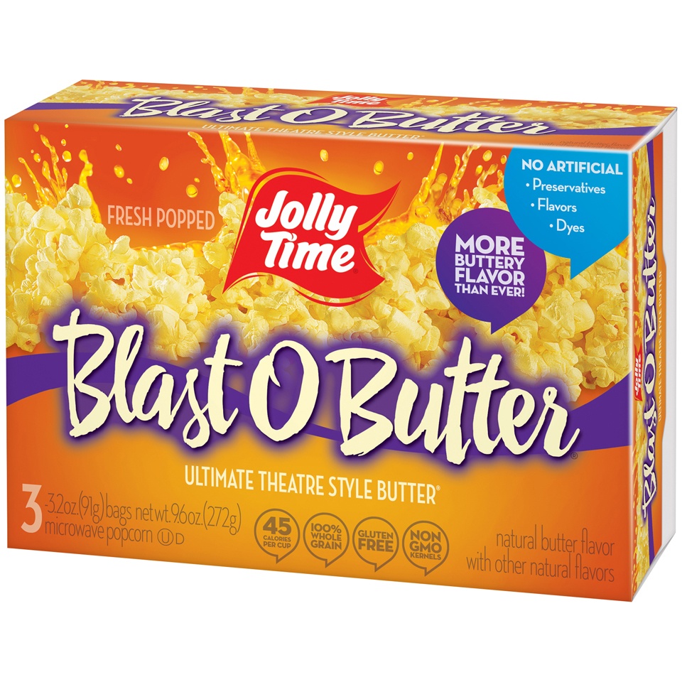 slide 3 of 8, Jolly Time Blast O Butter Popcorn 3 ea, 