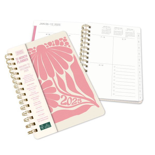 slide 3 of 10, 2025 Orange Circle Studio Weekly/Monthly Agatha Planner, 6-1/2"" X 4-1/2"", Lazy Daisies, January To December, 1 ct