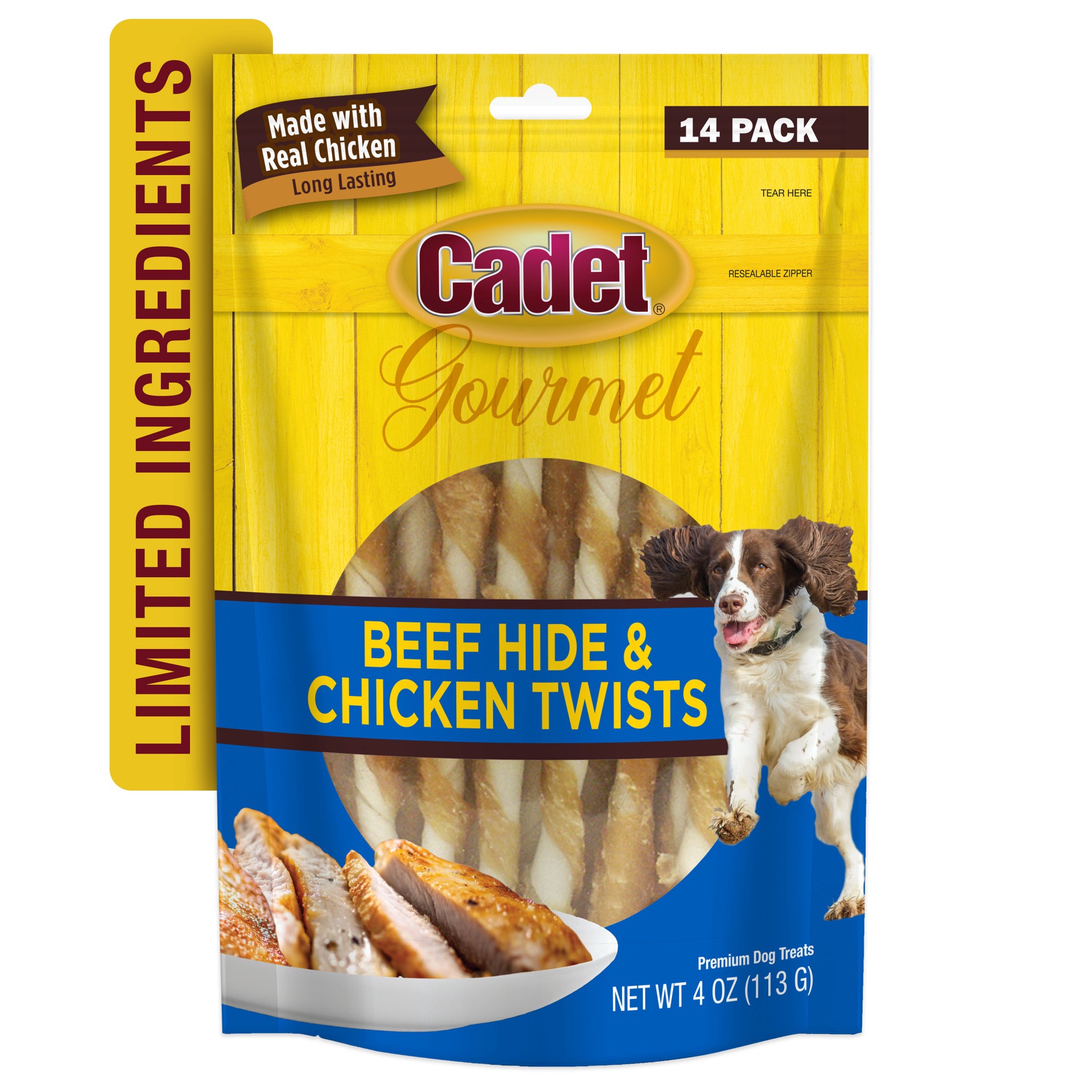 slide 9 of 9, Cadet Gourmet Beef Hide & Chicken Twists Sticks 5 Inch (14 Count), 14 ct