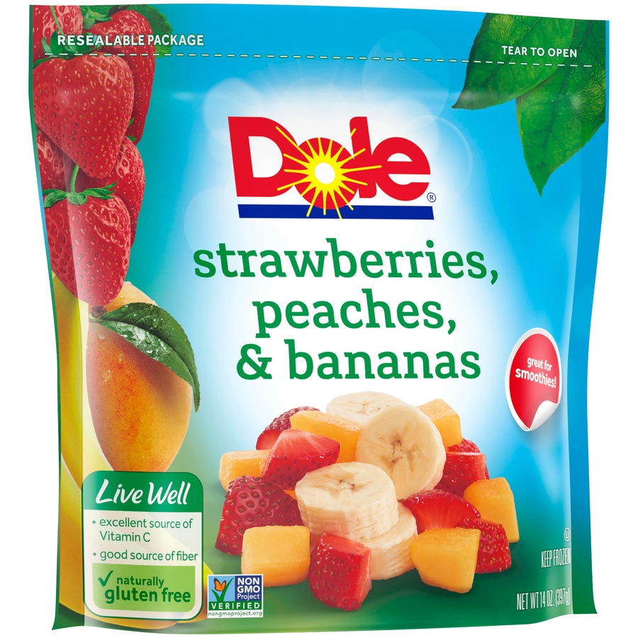 slide 2 of 8, Dole Ready-Cut Fruit Strawberries, Peaches, & Bananas, 14 oz