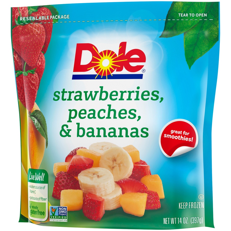 slide 3 of 8, Dole Ready-Cut Fruit Strawberries, Peaches, & Bananas, 14 oz