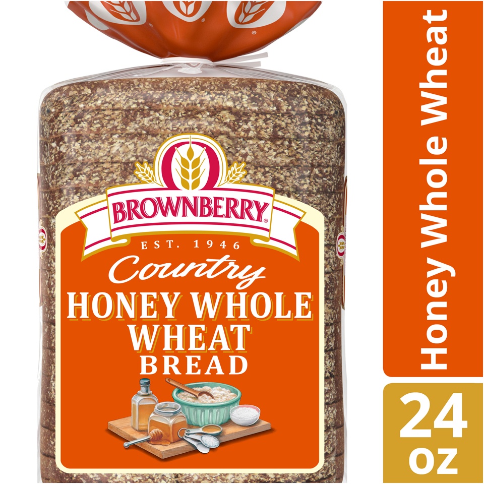 slide 2 of 9, Brownberry Country Honey Whole Wheat Bread, 24 oz