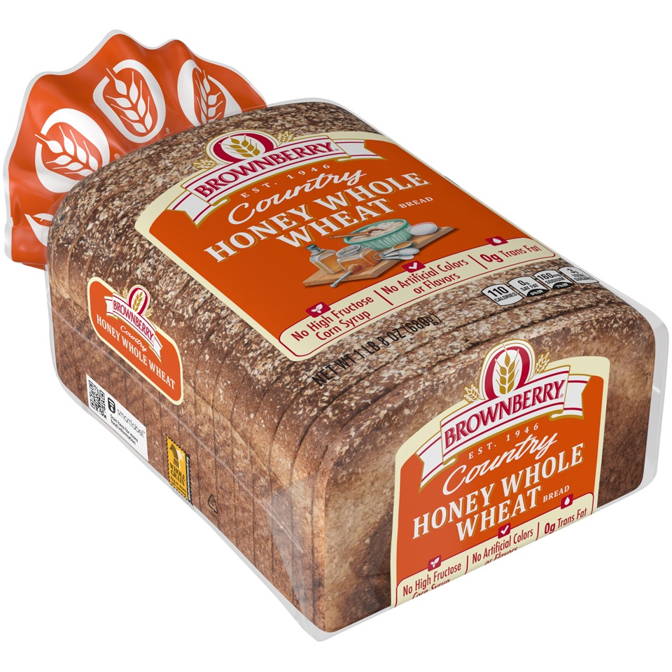 slide 3 of 9, Brownberry Country Honey Whole Wheat Bread, 24 oz