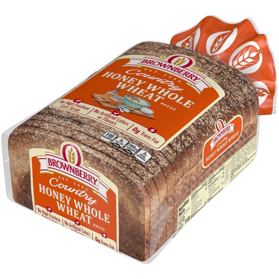 slide 4 of 9, Brownberry Country Honey Whole Wheat Bread, 24 oz