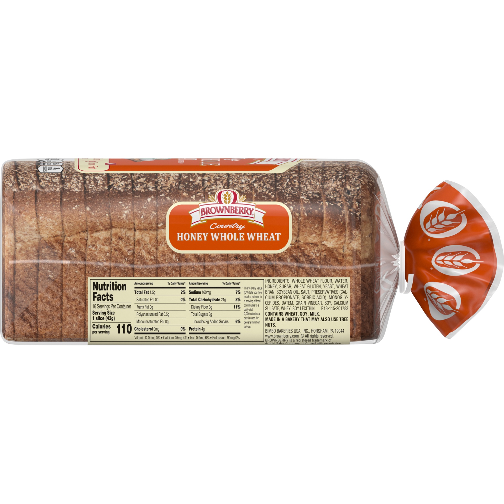 slide 6 of 9, Brownberry Country Honey Whole Wheat Bread, 24 oz