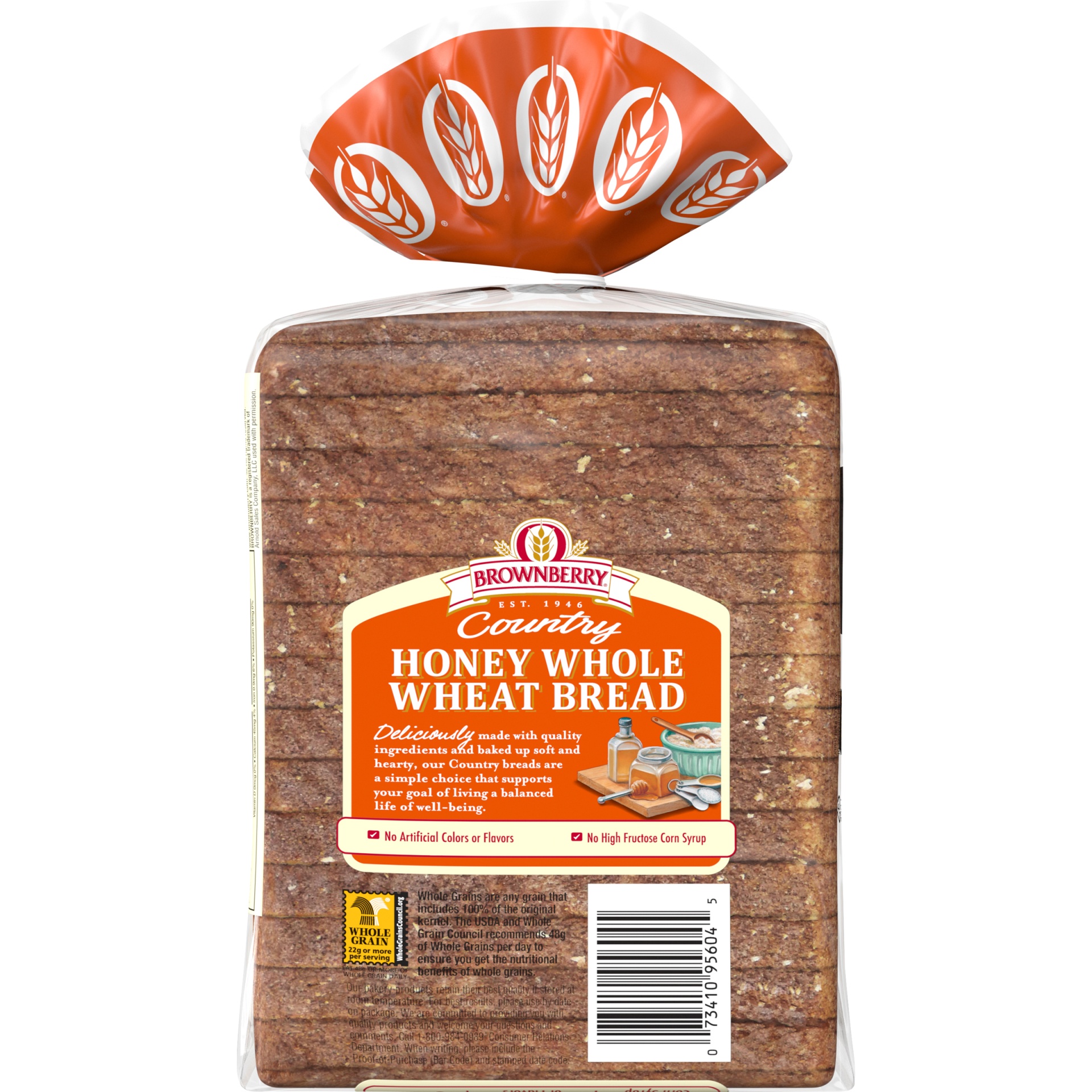 slide 7 of 9, Brownberry Country Honey Whole Wheat Bread, 24 oz