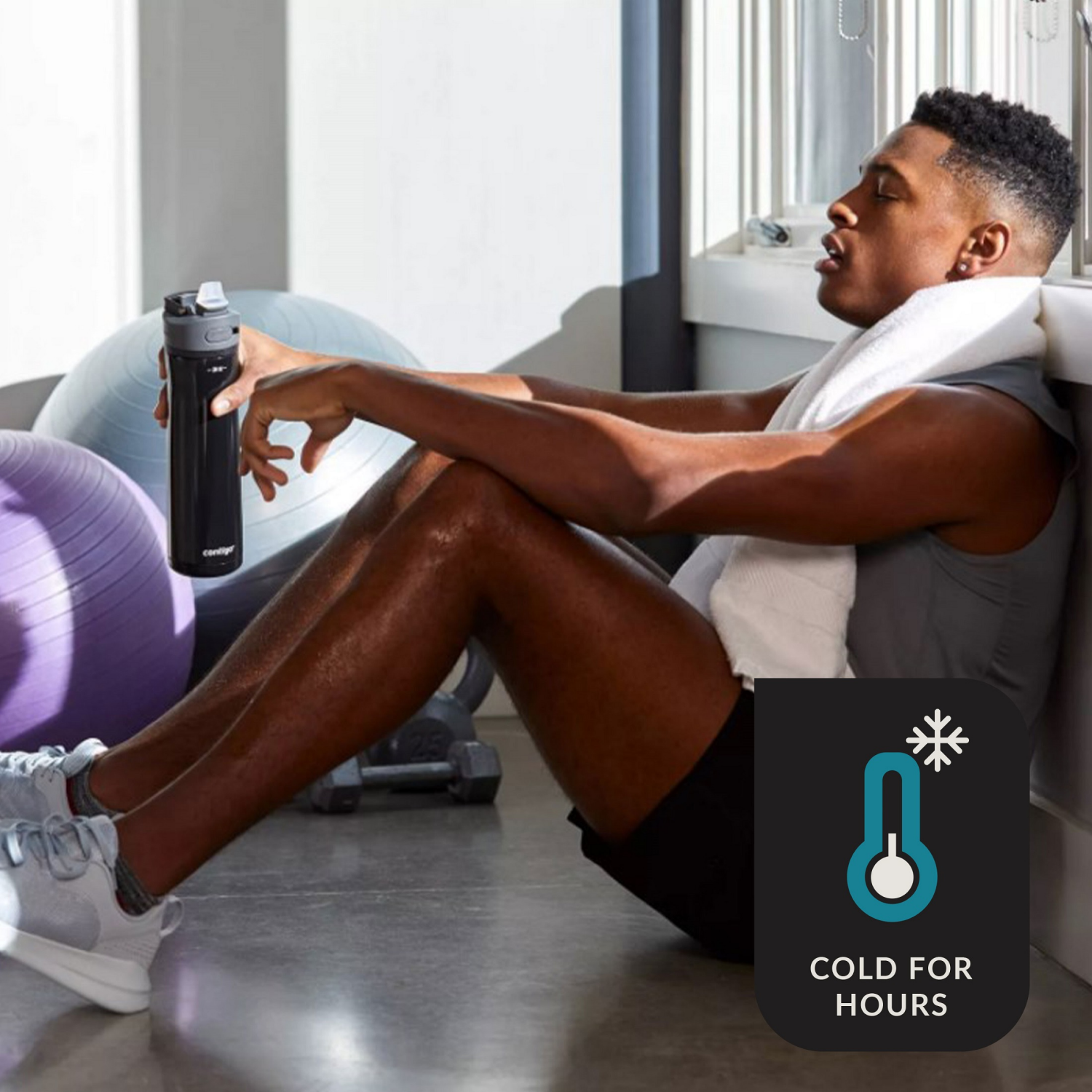 slide 3 of 5, Contigo ASHLAND CHILL 2.0 Stainless Steel Water Bottle with AUTOSPOUT Lid, Licorice, 24 oz