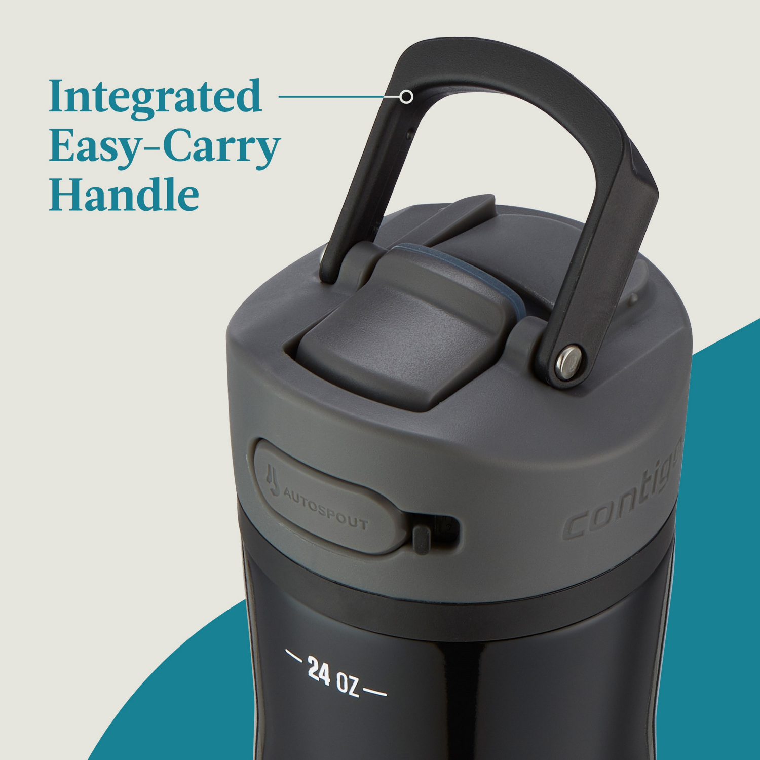 slide 4 of 5, Contigo ASHLAND CHILL 2.0 Stainless Steel Water Bottle with AUTOSPOUT Lid, Licorice, 24 oz