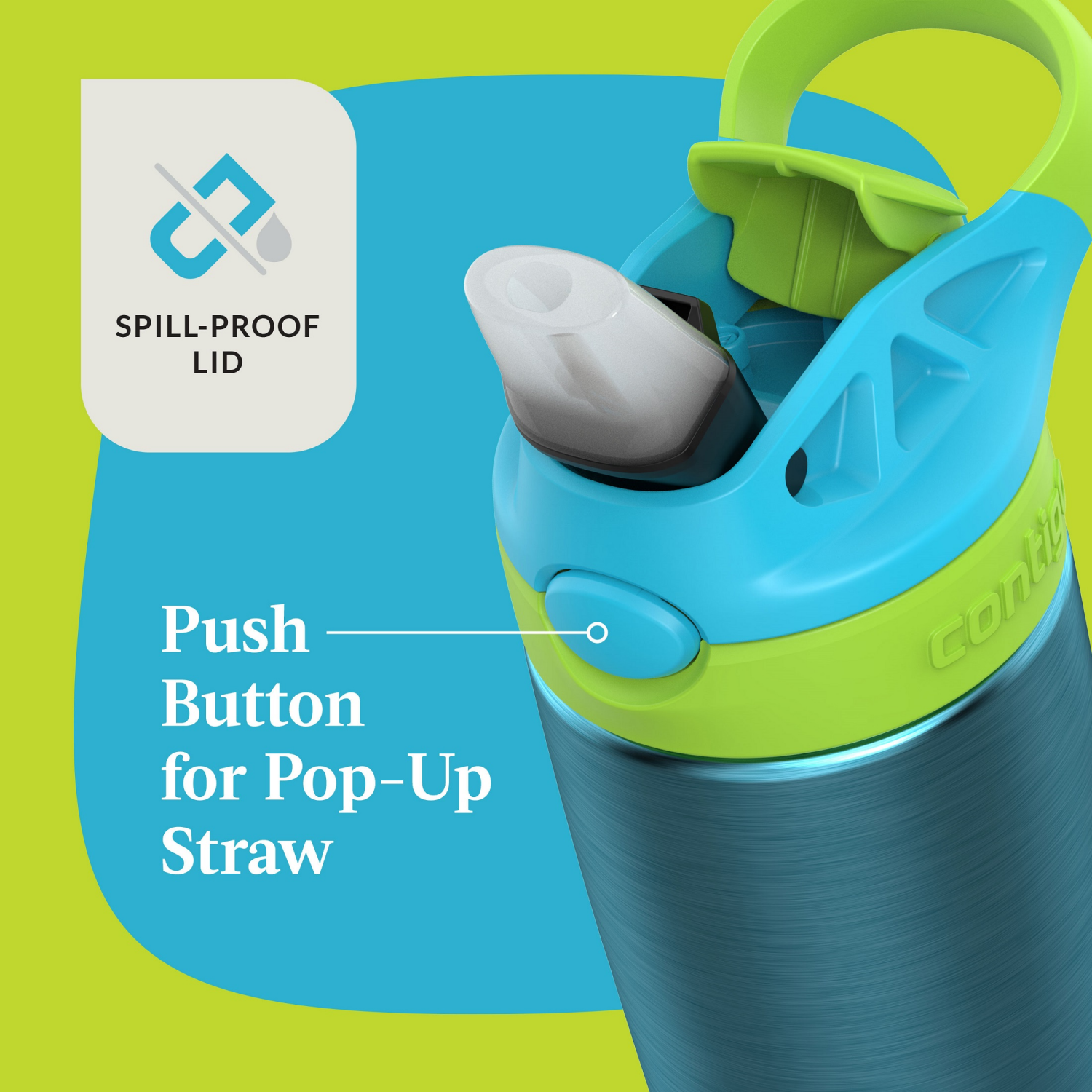 slide 2 of 6, Contigo Kids Stainless Steel Water Bottle with Redesigned AUTOSPOUT Straw, Cotton Candy, 13 oz