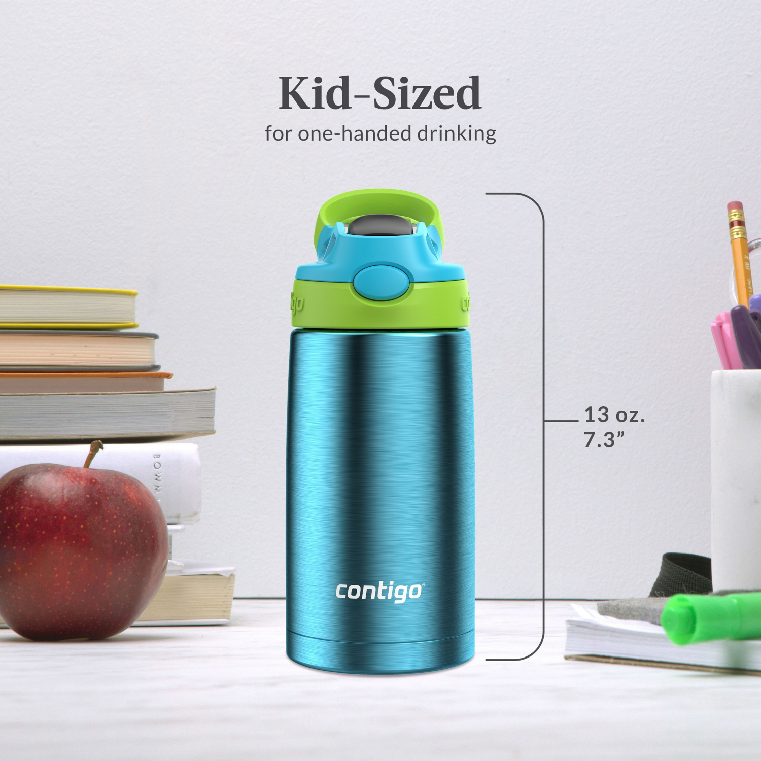 slide 3 of 6, Contigo Kids Stainless Steel Water Bottle with Redesigned AUTOSPOUT Straw, Cotton Candy, 13 oz