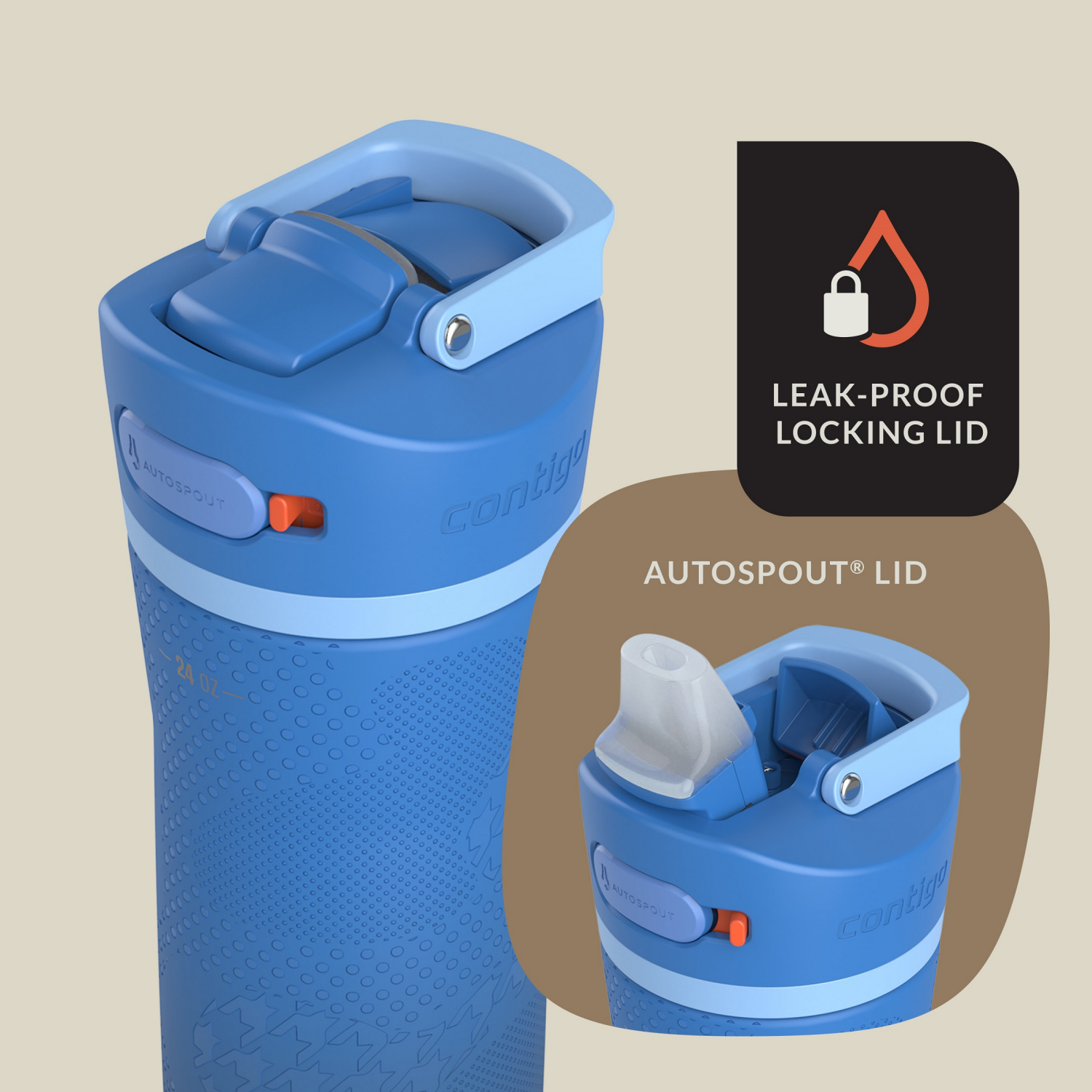 slide 5 of 7, Contigo Ashland Chill 2.0 AL Blue 24oz, 24 oz