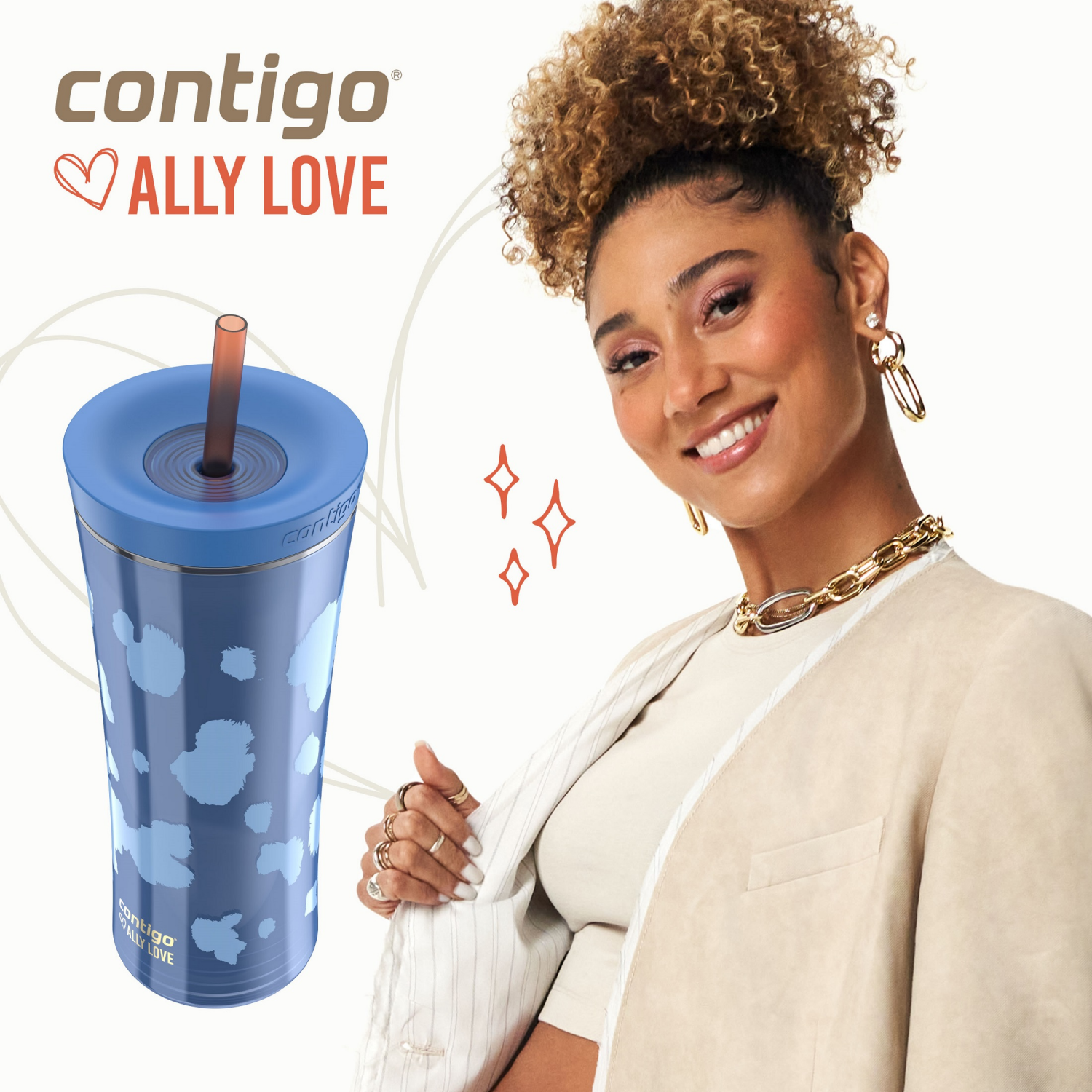 slide 2 of 7, Contigo x Ally Love Shake & Go Tumbler, Autoclose, 20oz, Blue, 20 oz