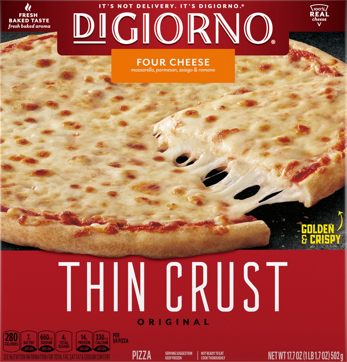 slide 11 of 14, DiGiorno Frozen Pizza, Four Cheese Thin Crust Pizza, 17.7oz (Frozen), 17.7 oz