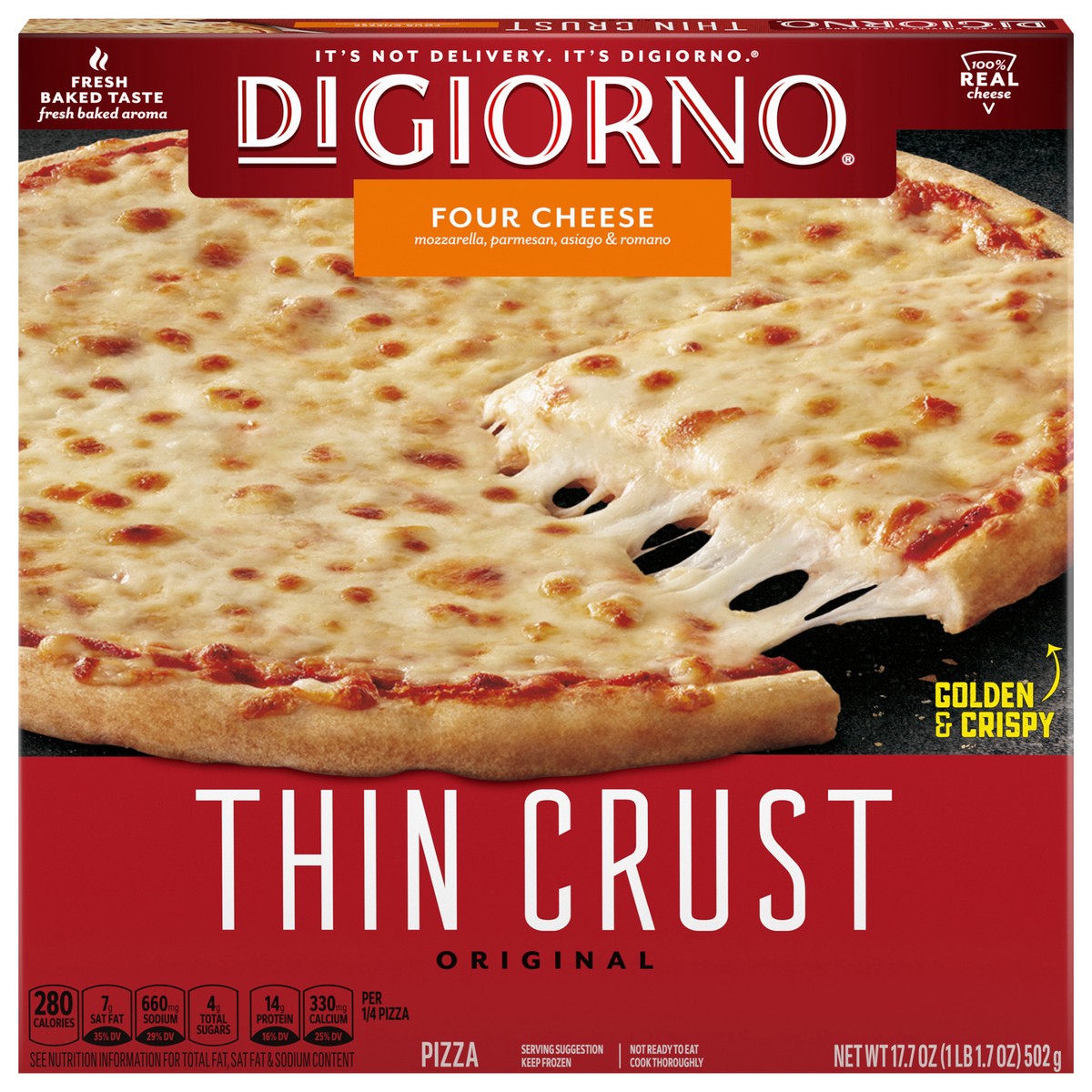 slide 7 of 14, DiGiorno Frozen Pizza, Four Cheese Thin Crust Pizza, 17.7oz (Frozen), 17.7 oz