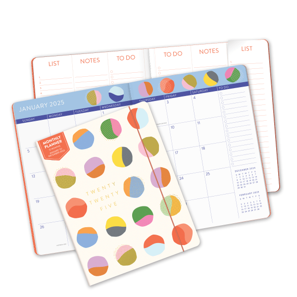 slide 8 of 8, 2025 Orange Circle Studio Just Right Monthly Planner, 9-3/4"" X 7-1/2"", Painter’S Palette, January To December, 1 ct