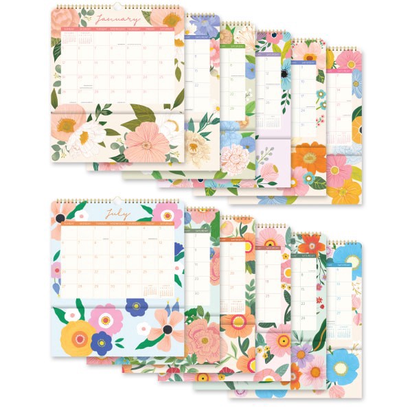 slide 2 of 5, 2025 Orange Circle Studio Pockets Plus Calendar, 14"" X 12-1/4"", Bella Flora, January To December, 1 ct