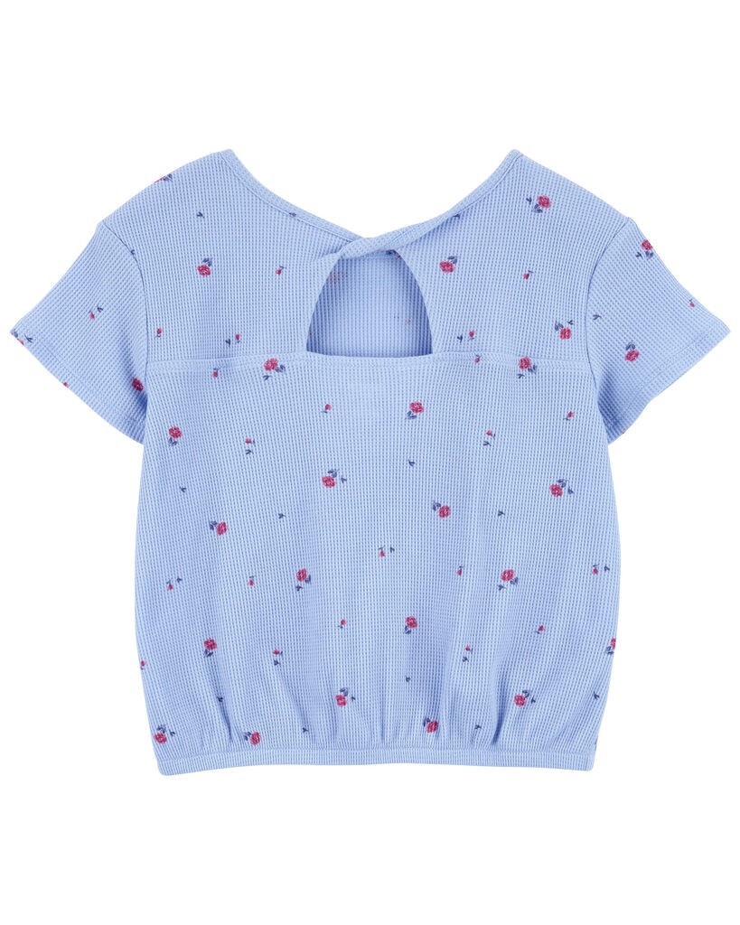 slide 2 of 3, Oshkosh Kid Floral Print Twist Back Top Blue 6-6X, 1 ct