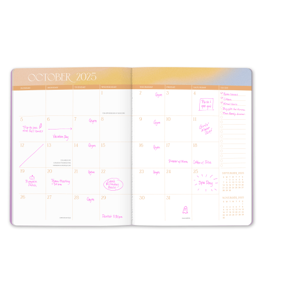 slide 2 of 7, 2025 Orange Circle Studio Just Right Monthly Planner, 9-3/4"" X 7-1/2"", Sunset Splash, January To December, 1 ct