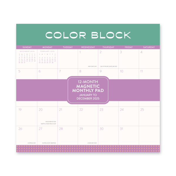 slide 1 of 6, 2025 Orange Circle Studio Monthly Magnetic Calendar Pad, 8-13/16"" X 9-5/8"", Color Block, January To December, 1 ct