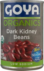 Goya Organics Beans Dark Kidney Low Sodium Can - 15.5 Oz